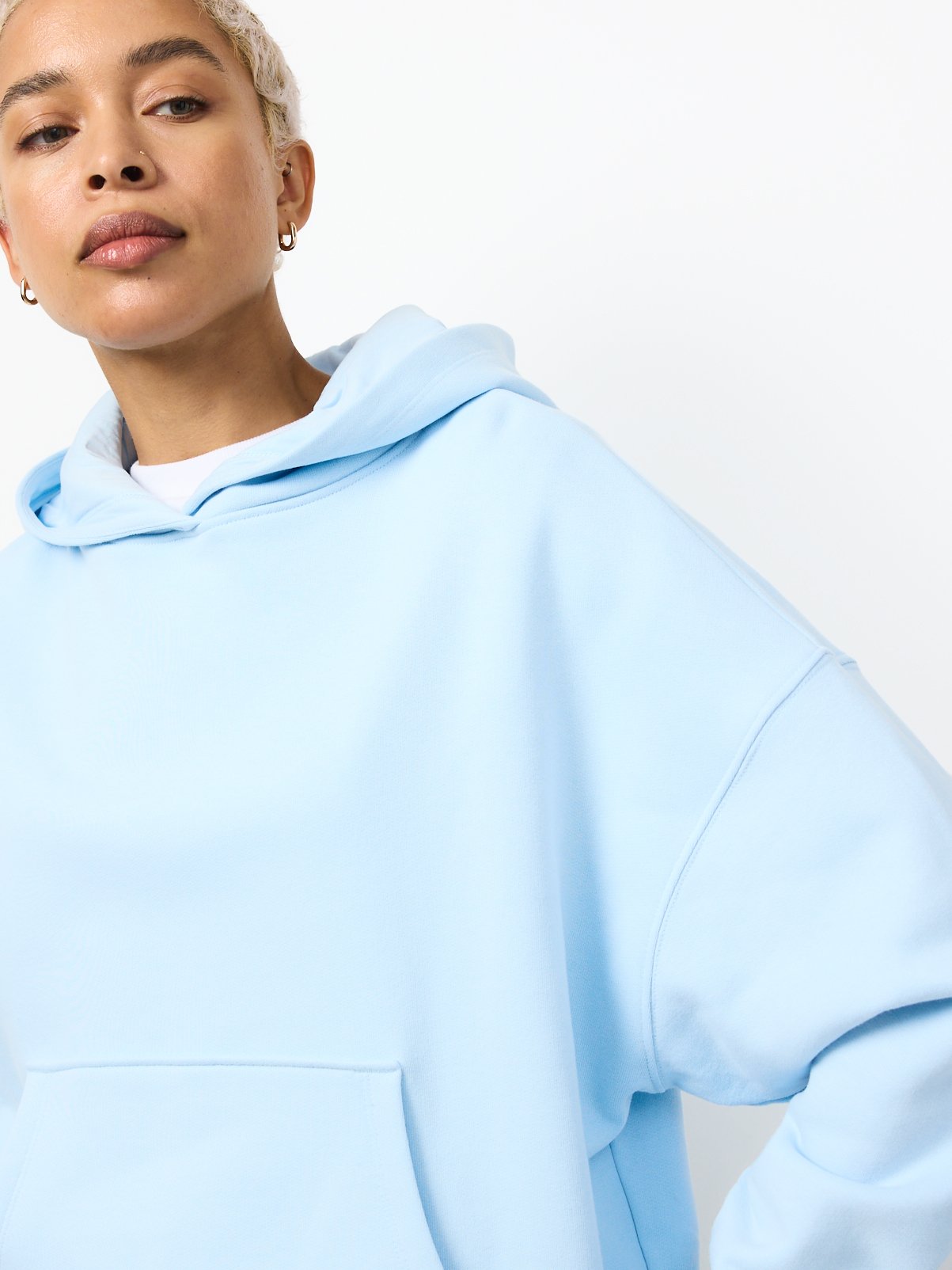 Light Blue Pure Cotton Oversized Hoodie L - Image 3 thumbnail